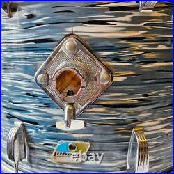 Ludwig 22x14 Blue Oyster 6-ply Kick Drum Blue/Olive Badge 1980s