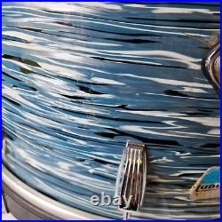 Ludwig 22x14 Blue Oyster 6-ply Kick Drum Blue/Olive Badge 1980s