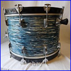 Ludwig 22x14 Blue Oyster 6-ply Kick Drum Blue/Olive Badge 1980s