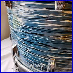 Ludwig 22x14 Blue Oyster 6-ply Kick Drum Blue/Olive Badge 1980s