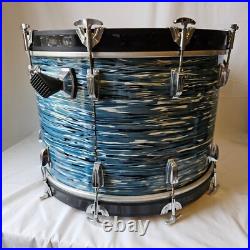 Ludwig 22x14 Blue Oyster 6-ply Kick Drum Blue/Olive Badge 1980s