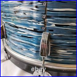 Ludwig 22x14 Blue Oyster 6-ply Kick Drum Blue/Olive Badge 1980s