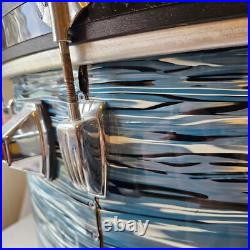 Ludwig 22x14 Blue Oyster 6-ply Kick Drum Blue/Olive Badge 1980s