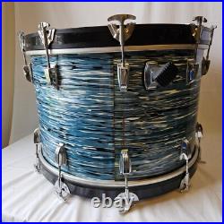 Ludwig 22x14 Blue Oyster 6-ply Kick Drum Blue/Olive Badge 1980s
