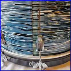 Ludwig 22x14 Blue Oyster 6-ply Kick Drum Blue/Olive Badge 1980s