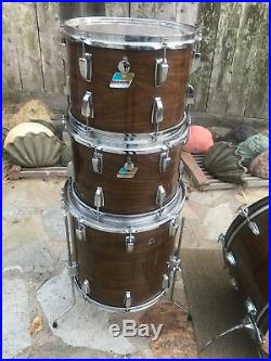 Ludwig 4pc Walnut Cortex B/O Badge Blue Olive Badge Drum Set kit