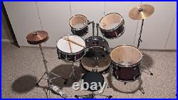 Ludwig Accent CS Combo Complete Acoustic Beginners Drum Set Burgundy Foil