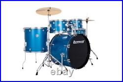 Ludwig Accent Drive 5pc Drum Set with Cymbals Blue Sparkle Used