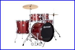 Ludwig Accent Drive 5pc Drum Set with Cymbals Red Sparkle Used