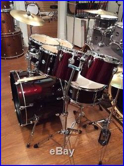 Ludwig Accent Drive 7 Piece Drum Set w. Cymbals-Sticks and Shirt-LC1754 Wine