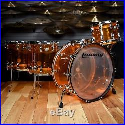 Ludwig Amber Vistalite Led Zeppelin Drum Set Kit Paiste Cymbals Ludwig Stands