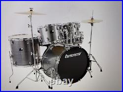 Ludwig Backbeat Complete 5-Piece Drum Set withHardware, Cymbals Metallic Silver