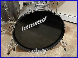 Ludwig Backbeat Complete 5-Piece Drum Set withHardware, Cymbals Metallic Silver