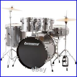 Ludwig Backbeat Complete 5-Piece Drum Set withHardware, Cymbals Metallic Silver Sp