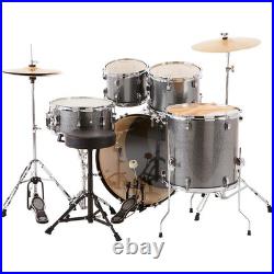 Ludwig Backbeat Complete 5-Piece Drum Set withHardware, Cymbals Metallic Silver Sp