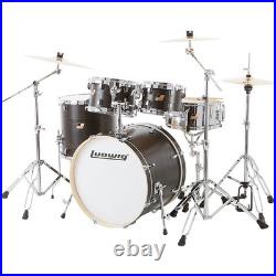 Ludwig Backbeat Elite 5Piece Complete Drum Set 22 Bass Midnight Grain LN