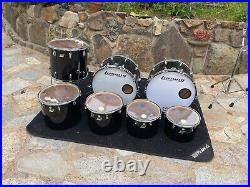 Ludwig Black Cortex 70's 7pc Double Bass Concert Tom Drum Kit Set 3 PLY RERINGS