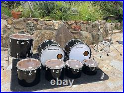 Ludwig Black Cortex 70's 7pc Double Bass Concert Tom Drum Kit Set 3 PLY RERINGS