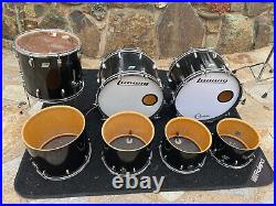 Ludwig Black Cortex 70's 7pc Double Bass Concert Tom Drum Kit Set 3 PLY RERINGS