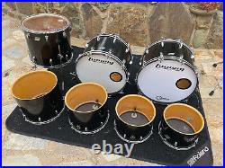 Ludwig Black Cortex 70's 7pc Double Bass Concert Tom Drum Kit Set 3 PLY RERINGS