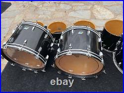 Ludwig Black Cortex 70's 7pc Double Bass Concert Tom Drum Kit Set 3 PLY RERINGS