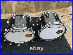 Ludwig Black Cortex 70's 7pc Double Bass Concert Tom Drum Kit Set 3 PLY RERINGS