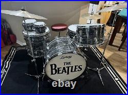 Ludwig Black Oyster Pearl Drum Set, Ringo Starr-clone, rewrapped