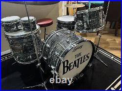 Ludwig Black Oyster Pearl Drum Set, Ringo Starr-clone, rewrapped