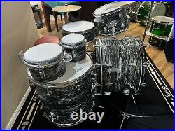 Ludwig Black Oyster Pearl Drum Set, Ringo Starr-clone, rewrapped