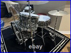 Ludwig Black Oyster Pearl Drum Set, Ringo Starr-clone, rewrapped