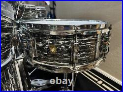 Ludwig Black Oyster Pearl Drum Set, Ringo Starr-clone, rewrapped