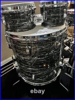 Ludwig Black Oyster Pearl Drum Set, Ringo Starr-clone, rewrapped