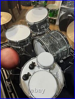 Ludwig Black Oyster Pearl Drum Set, Ringo Starr-clone, rewrapped