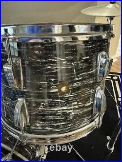 Ludwig Black Oyster Pearl Drum Set, Ringo Starr-clone, rewrapped