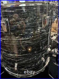 Ludwig Black Oyster Pearl Drum Set, Ringo Starr-clone, rewrapped