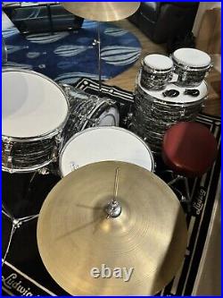 Ludwig Black Oyster Pearl Drum Set, Ringo Starr-clone, rewrapped