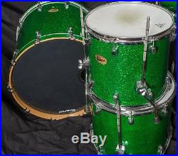 Ludwig Centennial 6 Piece Drum Set Green Sparkle with Bonus SKB Kick Drum Case
