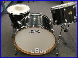 Ludwig Centennial Zep 3-Piece Drum Set Charcoal 26 18 14 with cases