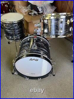 Ludwig Classic Maple 3-Pc Downbeat 12,14,20 1999 Black Oyster Pearl Drum Set