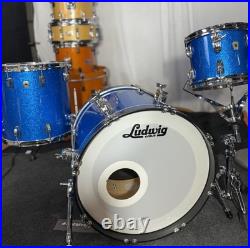 Ludwig Classic Maple 3pc 20/10/14 7-ply Blue Sparkle Drum Set Ludwig Classic Maple 3pc 20/10/14 7-ply Blue Sparkle Drum Set