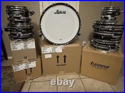 Ludwig Classic Maple 9 Piece Drum Kit Black Digital Sparkle Excellent Condition