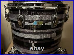 Ludwig Classic Maple 9 Piece Drum Kit Black Digital Sparkle Excellent Condition