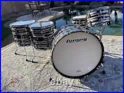 Ludwig Classic Maple 9 Piece Drum Kit Black Digital Sparkle Excellent Condition