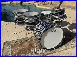 Ludwig Classic Maple 9 Piece Drum Kit Black Digital Sparkle Excellent Condition