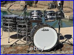 Ludwig Classic Maple 9 Piece Drum Kit Black Digital Sparkle Excellent Condition