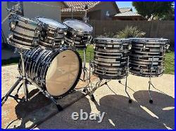 Ludwig Classic Maple 9 Piece Drum Kit Black Digital Sparkle Excellent Condition