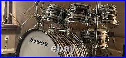 Ludwig Classic Maple 9 Piece Drum Kit Black Digital Sparkle Excellent Condition