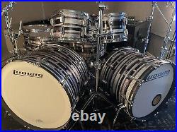 Ludwig Classic Maple 9 Piece Drum Kit Black Digital Sparkle Excellent Condition