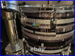 Ludwig Classic Maple 9 Piece Drum Kit Black Digital Sparkle Excellent Condition