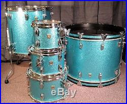 Ludwig Classic Maple Drum Set. 5PC Shell Pack. Teal Sparkle. Mint